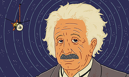 Trong loạt bốn bài thuyết trình tại Viện Hàn lâm Khoa học Phổ từ tháng 11 đến tháng 12/ 1915, Einstein đã trình bày lý thuyết mới về lực hấp dẫn. Họa sỹ: Jasper Rietman (Ảnh: The Guardian)