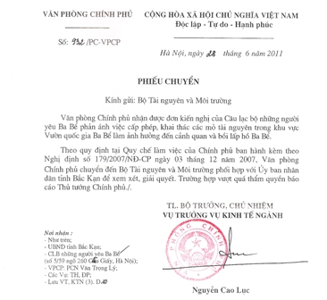 Yêu cầu Bộ TNMT xem xét vụ việc bồi lấp hồ Ba Bể