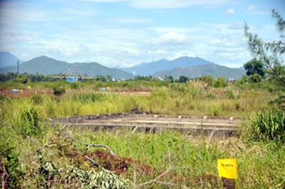 Khu vực nhiễm dioxin ở sân bay Đà Nẵng được lập hàng rào bảo vệ và cắm biển cảnh báo (Ảnh: VGP/Mai Vy)