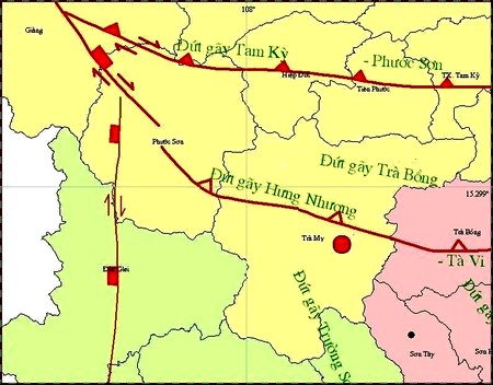 Bản đồ tâm chấn trận động đất chiều 4/3 (Ảnh: Trung tâm báo tin động đất và cảnh báo sóng thần)