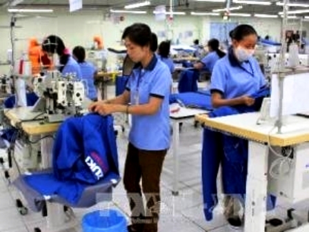 Sản xuất tại Công ty TNHH Toyotsu Vehitecs Việt Nam ở Khu Công nghiệp Mỹ Phước 3 - Bình Dương (Ảnh: Quách Lắm/TTXVN)