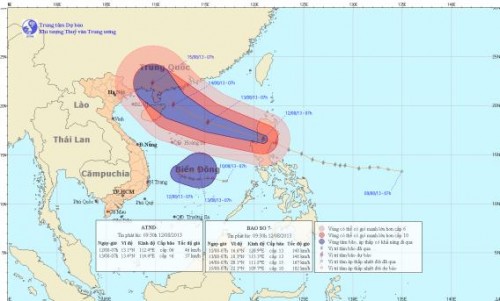 Đường đi và vị trí cơn bão