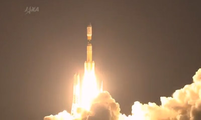 Tên lửa mang theo tàu vận tải HTV4 rời bệ phóng sáng 040/8/2013. (Ảnh: Trung tâm Vệ tinh quốc gia)