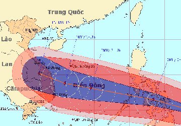 Đường đi dự kiến của siêu bão Hải Âu 