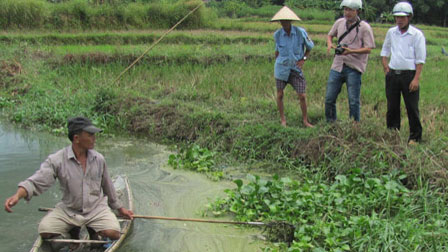 Nước thải của Nhà máy tinh bột sắn đã hủy diệt thủy sản tại hồ thủy lợi Bàu Sen (Ảnh: Danviet)
