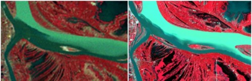 Hình 9(a): Landsat 03.01.1973 (2 tháng mùa khô) Hình 9(b). Landsat 15.11.1989. (đầu mùa khô)
