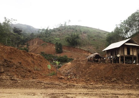Nhiều đồi núi và ruộng lúa của người dân ở các huyện có quặng của Phú Thọ bị hủy hoại