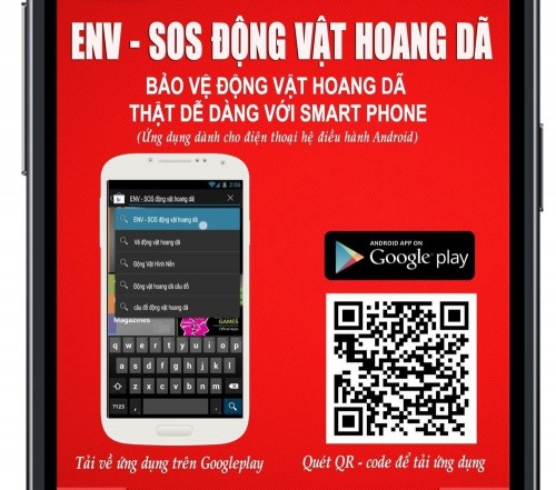 Ứng dụng trên điện thoại để thông báo sai phạm liên quan đến ĐVHD (Ảnh: Poster của ENV)