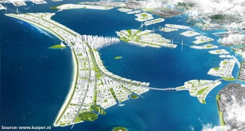 Phối cảnh dự án đập chắn biển khổng lồ ở Jakarta (Ảnh: VietnamPlus)