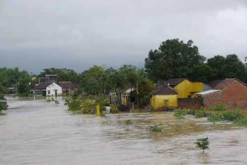 Hàng nghìn nhà dân ở huyện Tây Sơn bị ngập trong trận lũ lụt năm 2013. (Ảnh: Báo Tài nguyên & Môi trường)