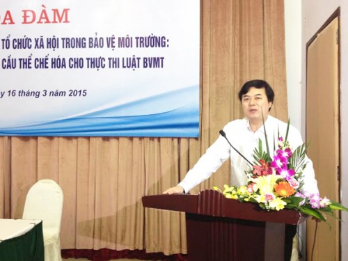 Phó Tổng cục trưởng Tổng cục Môi trường (Bộ TN&MT) Mai Thanh Dung phát biểu khai mạc Hội thảo. (Ảnh: Mai Đan)