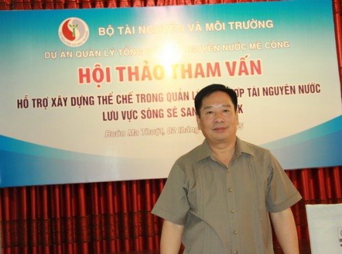 Thứ trưởng Bộ TN&MT Nguyễn Thái Lai phát biểu tại buổi hội thảo. (Ảnh: Lê Phước)