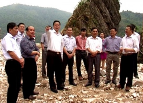 hó Chủ tịch Thường trực UBND tỉnh Nguyễn Văn Sơn kiểm tra thực tế tại thủy điện Sông Miện 4 (Ảnh:  www.hagiang.gov.vn) 