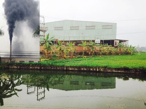 Đằng sau nhà máy nhôm Đông Á (ảnh nhỏ: ống khói của Cty Nhôm Đông Á). (Ảnh: Diễn đàn Doanh nghiệp)