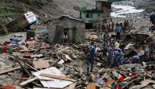 Hiện trường một vụ sạt lở đất tại Nepal hồi tháng 8/2014 (Ảnh: AP)