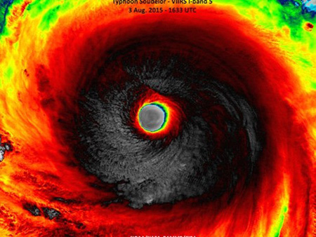 Siêu bão Soudelor trên Thái Bình Dương. Ảnh: NASA