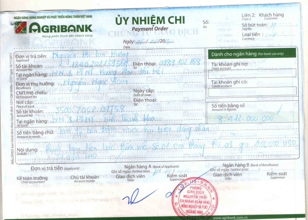 4 triệu USD tiền bán mỏ được yêu cầu chuyển vào tài khoản cá nhân của ông Nguyễn Ngọc Tâm - Giám đốc Cty Tây Đô và anh trai.