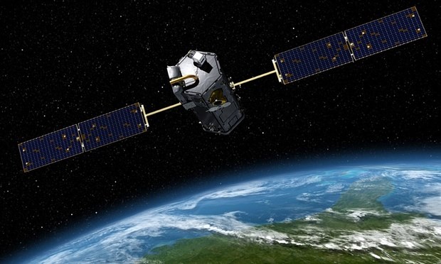 Bức ảnh về vệ tinh theo dõi khí thải CO2 của NASA. Kỹ thuật lượng tử mới sẽ cho phép các vệ tinh theo dõi hoạt động của khí nhà kính dẫn đến việc trái đất nóng lên (Ảnh: HO/AFP/Getty Images)