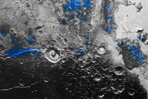 Các nhà khoa học đánh dấu những khu vực có nước đóng băng trên bề mặt của sao Diêm Vương (Nguồn: NASA)