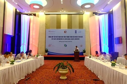 Hội nghị công bố Báo cáo đóng góp của Việt Nam cho thỏa thuận toàn cầu mới về khí hậu (Ảnh: Mai Vy)