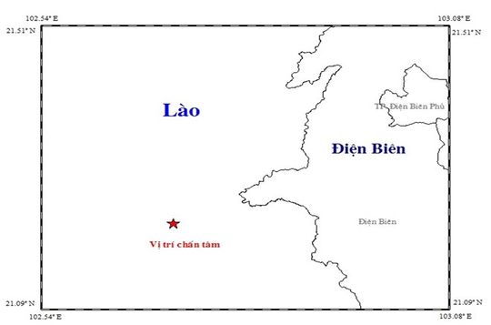 Bản đồ chấn tâm động đất. (Nguồn: Viện Vật lý Địa cầu)