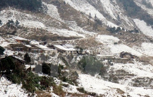 Băng tuyết rơi trên các sườn núi tại Khu du lịch Mẫu Sơn, Lạng Sơn (Ảnh: Thái Thuần/TTXVN)