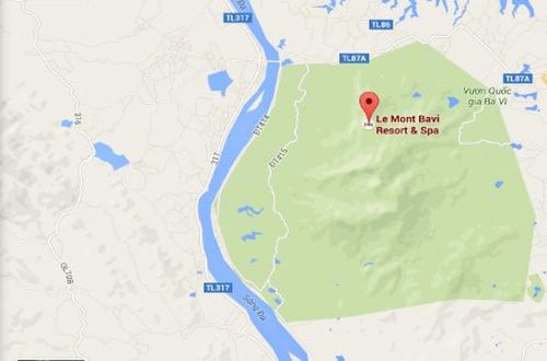 Vị trí khu Le Mont Bavi Resort & Spa trên bản đồ Vườn Quốc gia Ba Vì.