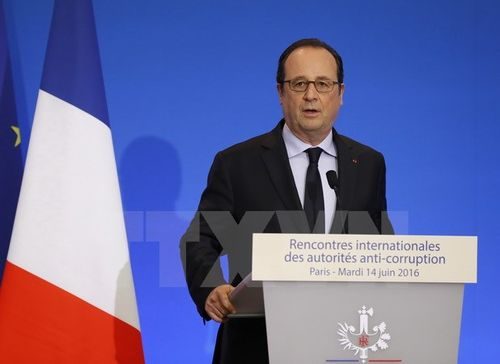 Tổng thống Pháp Francois Hollande phát biểu tại thủ đô Paris ngày 13/6 (Nguồn: AFP/TTXVN)