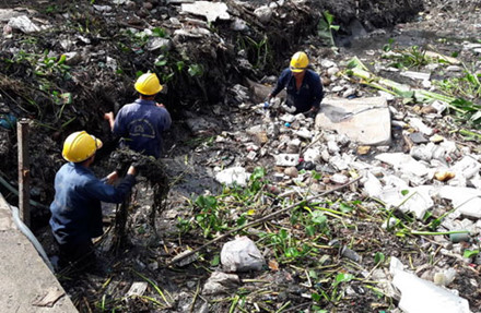  Không có phương tiện hỗ trợ, công việc của những CN này chủ yếu vẫn phải dùng tay (Ảnh Nam Dương)