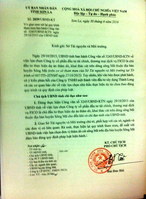 Sau 9 tháng, UBND tỉnh Sơn La đã ra quyết định dừng thi hành quyết định không đúng luật trước đó.