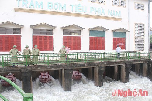 Nghệ An yêu cầu tích cực vận hành các trạm bơm tiêu để tiêu úng. Ảnh: Báo Nghệ An