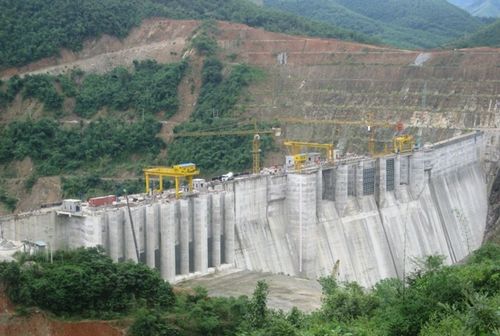 Một phần công trường thủy điện Trung Sơn, ở huyện Quan Hóa.