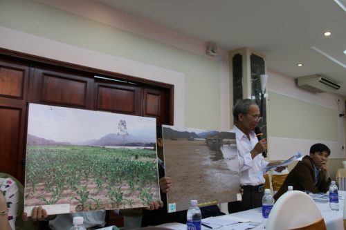 Ông Nguyễn Khánh Tâm Anh, đại diện cho cộng đồng tại xã Đại Hồng (Quảng Nam) đưa ra hình ảnh mới nhất mà thủy điện đã ảnh hưởng đến cộng đồng người dân khu vực này.