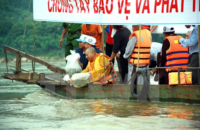 Phóng sinh hơn 1,2 tấn cá giống tái tạo nguồn lợi thủy sản sông Lô