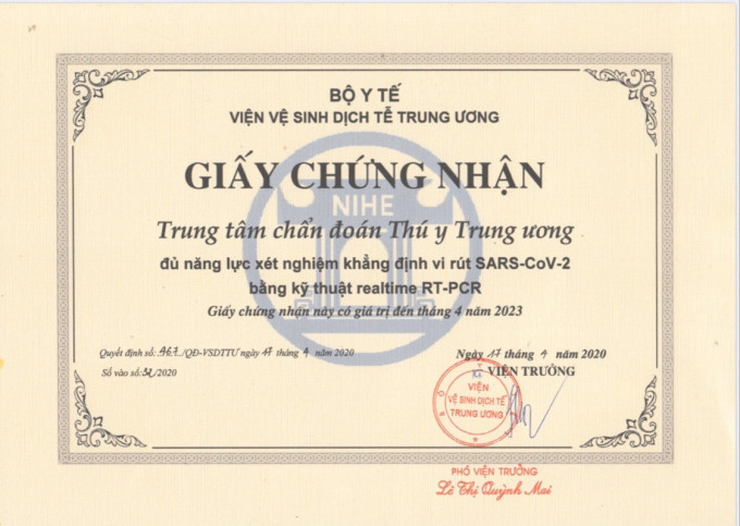 Phòng chẩn đoán thuộc Cục Thú y được phép xét nghiệm khẳng định Covid-19